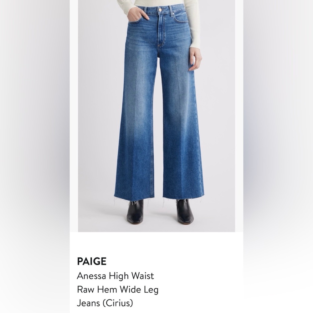 PAIGE Blue Anessa High Waist Wide Leg Jeans